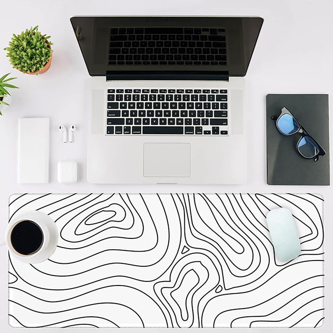 Mouse Pad Large Topographic Contour Map Non-Slip Game Desk Mat - Image 2