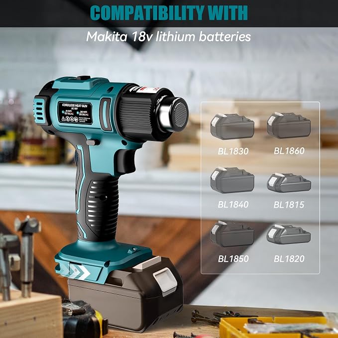 LIVOWALNY Cordless Heat Gun Compatible - 350W 122℉-1022℉ Adjustable Portable - Image 4