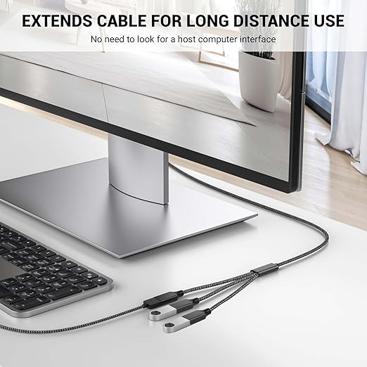 USB Splitter, 3.3FT USB A Male to 3 Female Extension Cable, USB Splitter 1 in 3 - Image 4