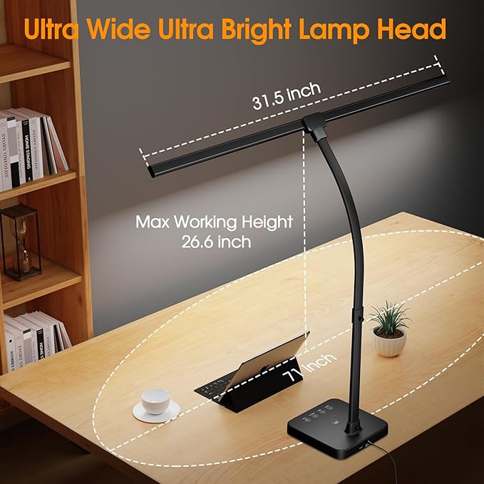 ShineTech LED Desk Lamp for Home Office, 24W Double Head Desk Light - Image 7