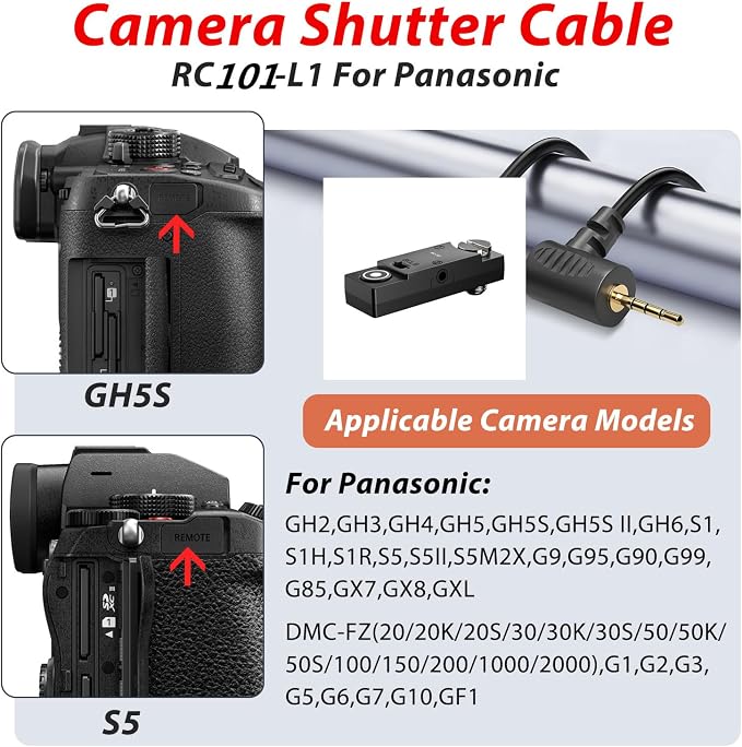 for GH Cameras Shutter Wire Remote Control RC101-L1 T0 GH5S S5 S5M2X S5II GH4 - Image 8