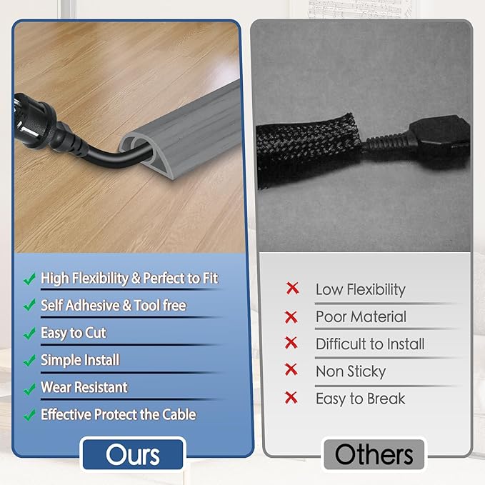 Floor Cord Cover for Wires on Floor Self Adhesive Cord Hider Floor Cable - Image 3