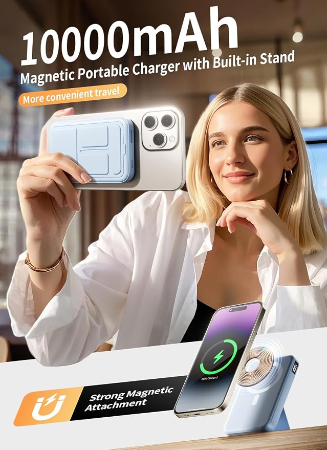 Magnetic Portable Charger, 10000mAh Wireless Power Bank - Image 2