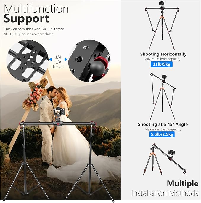 NEEWER 31.5"/80cm Motorized Camera Slider, App Wireless Control Carbon Fiber - Image 6