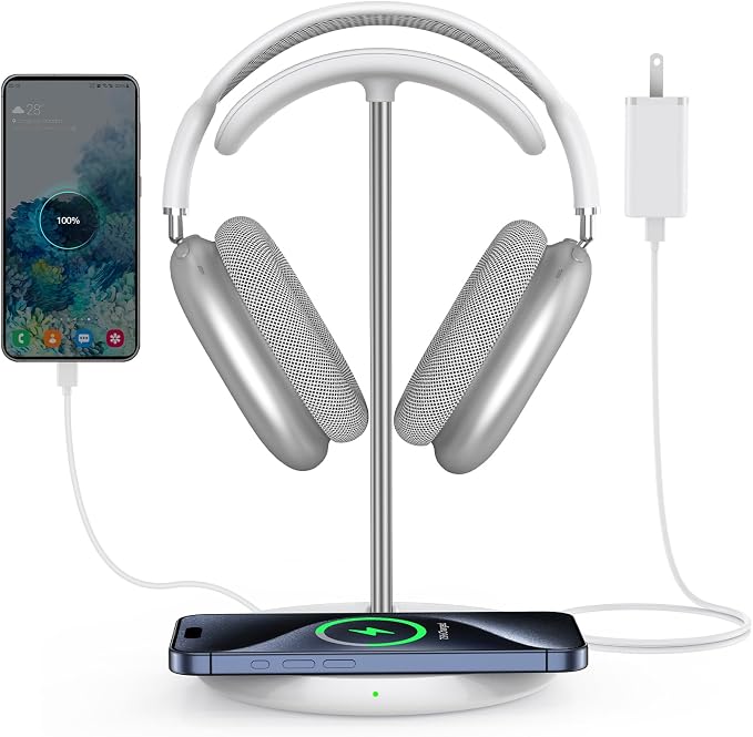 Miroddi Headphone Stand with Wireless Charger, Independent USB Charging Port by miroddi