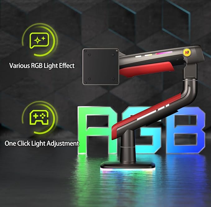 RGB Gaming Monitor-Arm for Flat/Ultrawide/Curved Monitors 32 to 60 inch - Image 6
