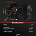 A-Premium 10'' 10 inch Universal Slim Fan Electric Radiator Cooling Fan Assembly - Image 2