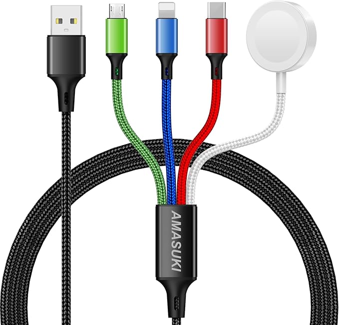 Upgraded Travel Essentials for Apple Watch Charger 4 in 1 Multi Charging Cable by ChargeBeyondPowerWithin