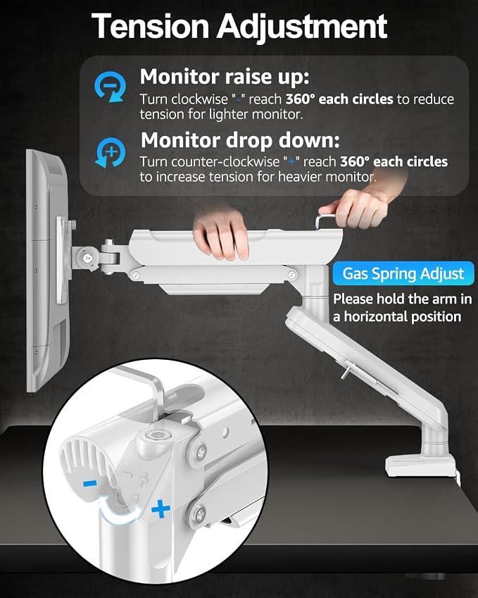 Single Monitor Arm Fits up to 32 Inch Computer Screens, Holds 4.4-22lbs - Image 4