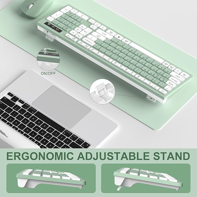 Wireless Keyboard and Mouse Combo, 2.4G Full Size Silent Keyboard - Image 7