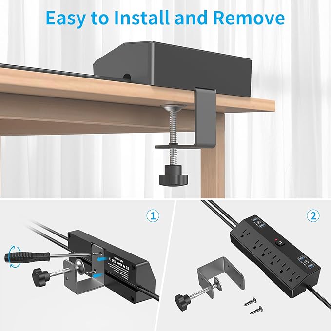Desk Clamp Power Strip with 40W Fast Charging Station, JXGUCAT Removable Desk - Image 8