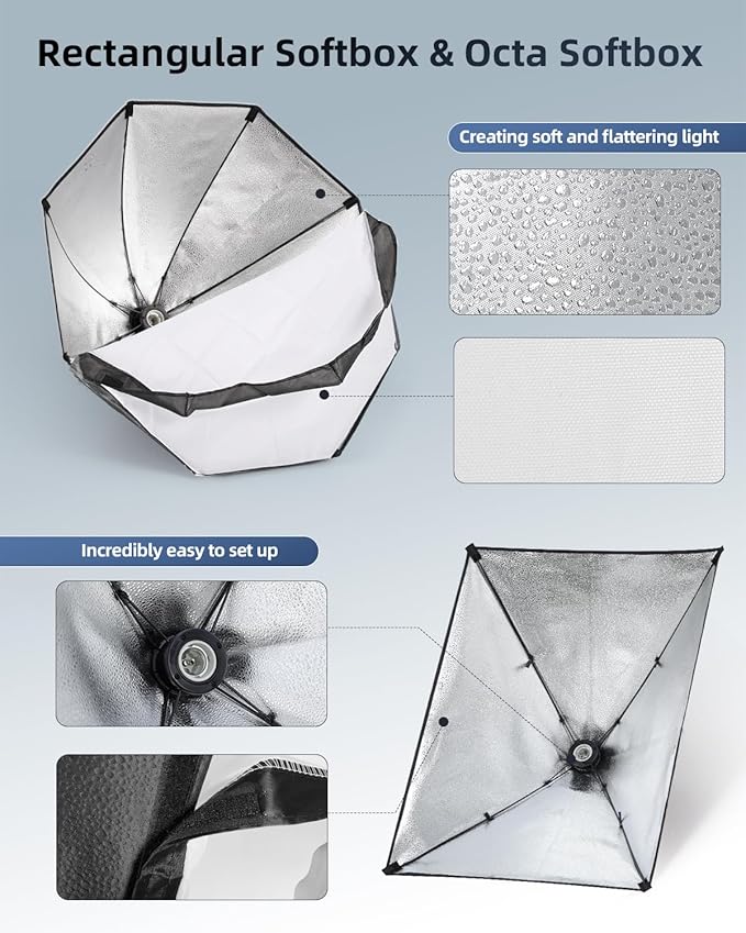 Skytex Softbox Lighting Kit 3Pack 20x28in Soft Box|28in Octa Softbox|85W - Image 6