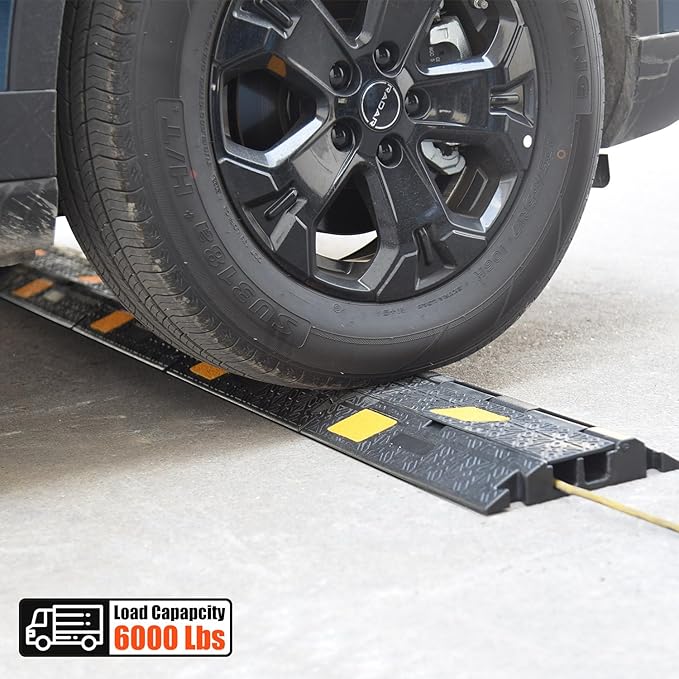 6 Pack 2-Channel Rubber Cable Protector Ramp, Visible at Night, Durable Rubber - Image 4