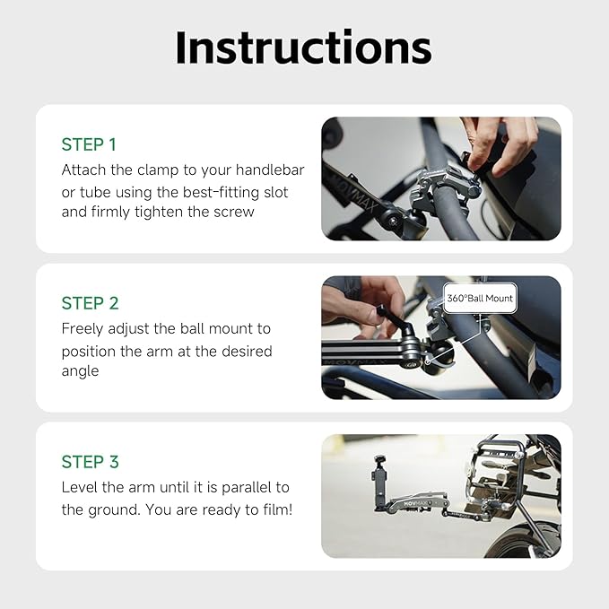 MOVMAX Blade Arm Bike Motorcycle Handlebar Mount Stabilizer, Camera Clamp Mount - Image 6