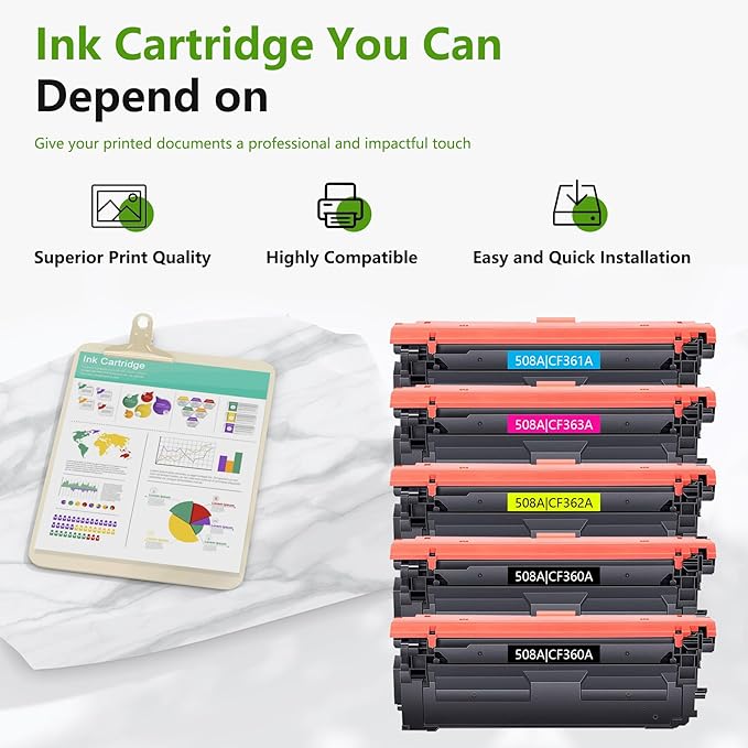 508A Toner Cartridge Combo Pack Compatible 508A 508 Toner Cartridges CF360A - Image 6
