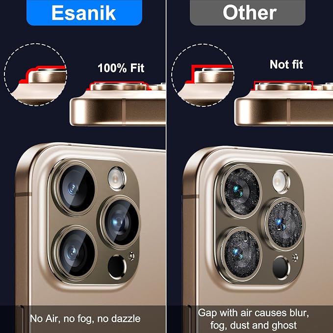 Esanik Upgrade 2 Pack for iPhone 16 Pro/iPhone 16 Pro Max Camera Lens Protector - Image 3