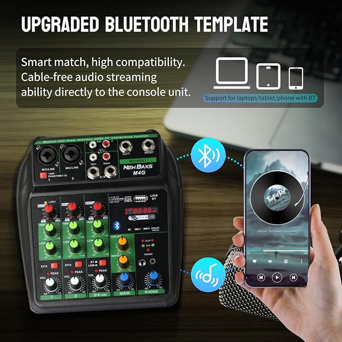 DJ Audio Mixer, DJ Mixers 4 Channel Sound Board - Image 2