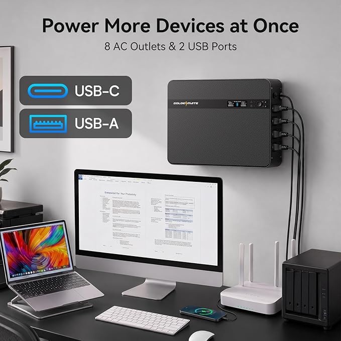 GOLDENMATE 1500VA/1000W Lithium UPS Battery Backup & Surge Protector, LiFePO4 - Image 6