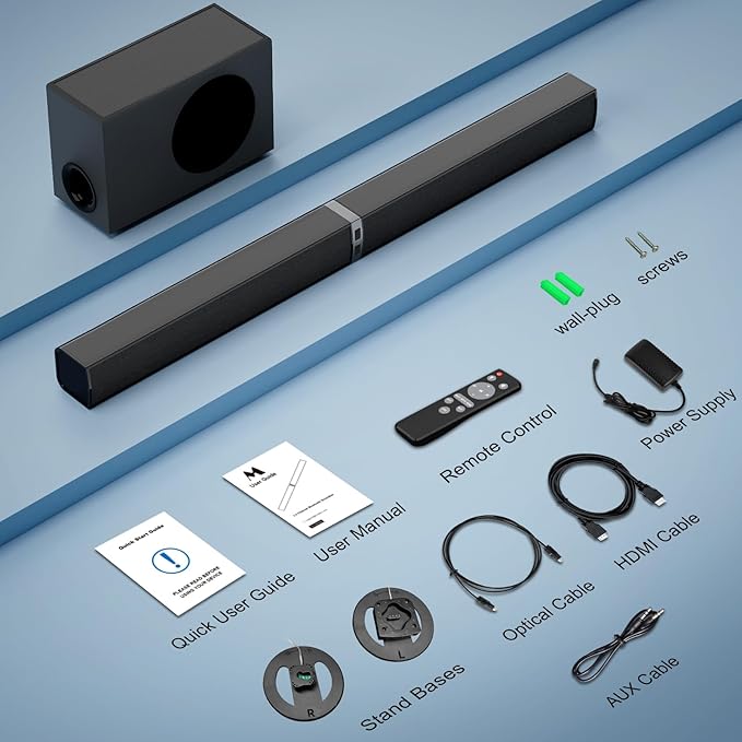 MZEIBO Sound bar with Subwoofer, 120W Bluetooth 5.0 TV Soundbar Home Theater - Image 9
