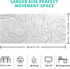 Topographic Contour White Gaming Mouse Pad XL Geographic Map Lines Extended Big - Image 2