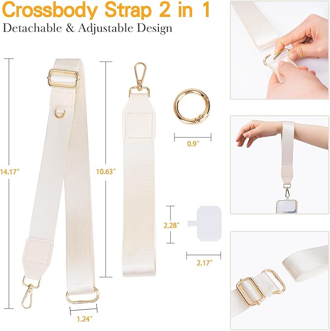 Phone Lanyard Crossbody with 2 Zipper Wallets, Clip & Go Cellphone Strap with - Image 3