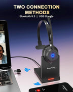 Wireless Headset with Mic for Work, Call Center, Computer Headphones with - Image 2