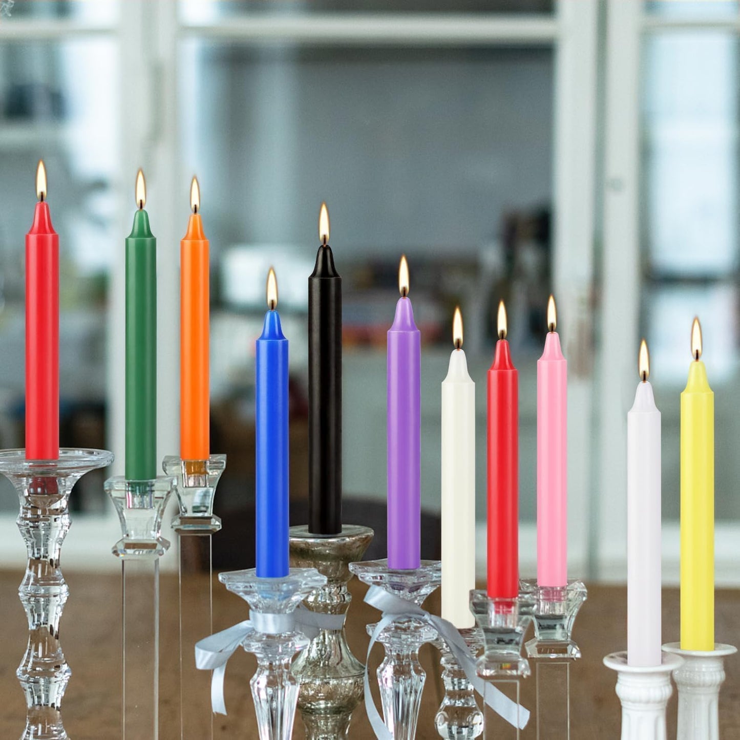 100 Pack Assorted Color Spell Chime Candles, 4 Inch Mini Taper Candles for for Home Decor Kitchen Decor Wedding Decoration-10 Colours