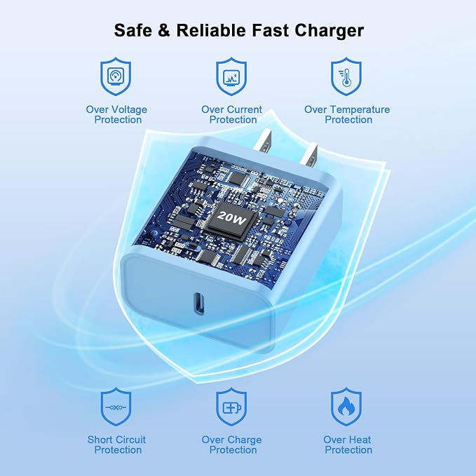 Matsusho iPhone 16 15 Charger Fast Charging 10 FT, 2 Pack 20W USB C Wall Charger - Image 4