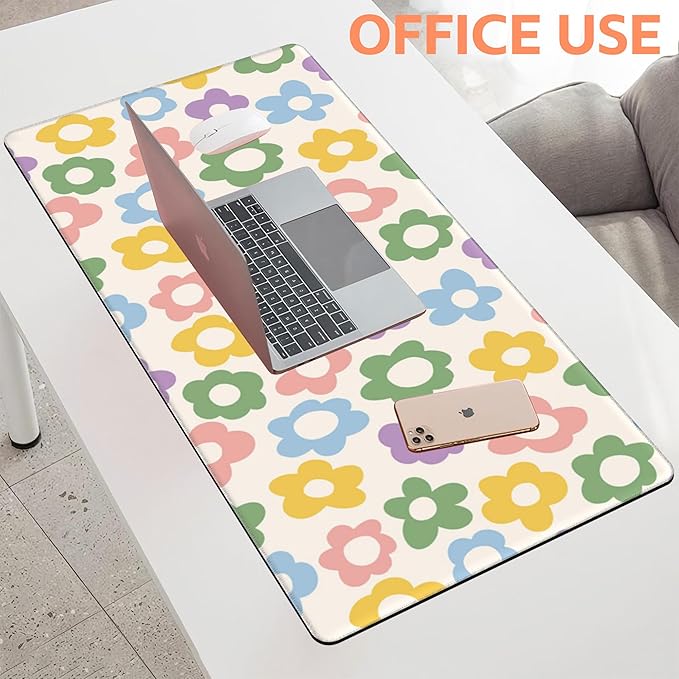 Mouse Pad Large Vintage Groovy Flowers Non-Slip Gaming Desk Mat - Image 5