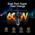60W Car Charger USB C Fast Charge, Aluminum Dual Port Cigarette Lighter Adapter - Image 2