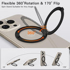 COOLQO Upgraded Magnetic Phone Ring Holder Stand, Super Magnet Cell Phone Grip - Image 3