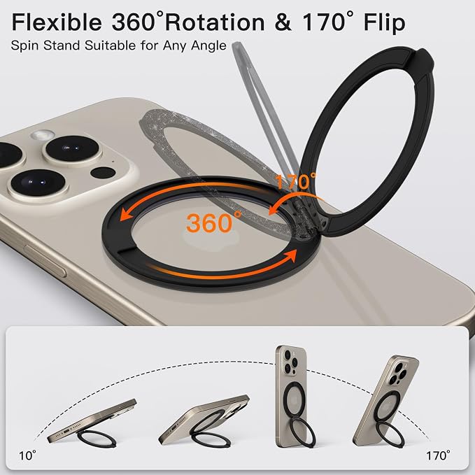 COOLQO Upgraded Magnetic Phone Ring Holder Stand, Super Magnet Cell Phone Grip - Image 3