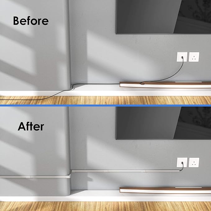 Yecaye Grey Cord Hider, One-Cord Channel Cord Cover on Wall, Cable Management - Image 7