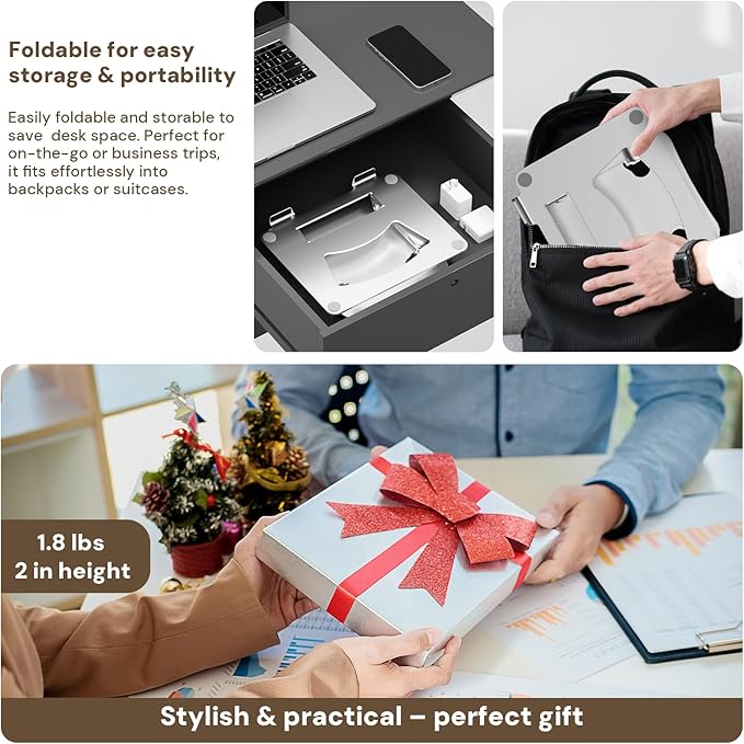 Laptop Stand for Desk – 2.5mm Aluminum Ergonomic Riser, Adjustable Height & - Image 3
