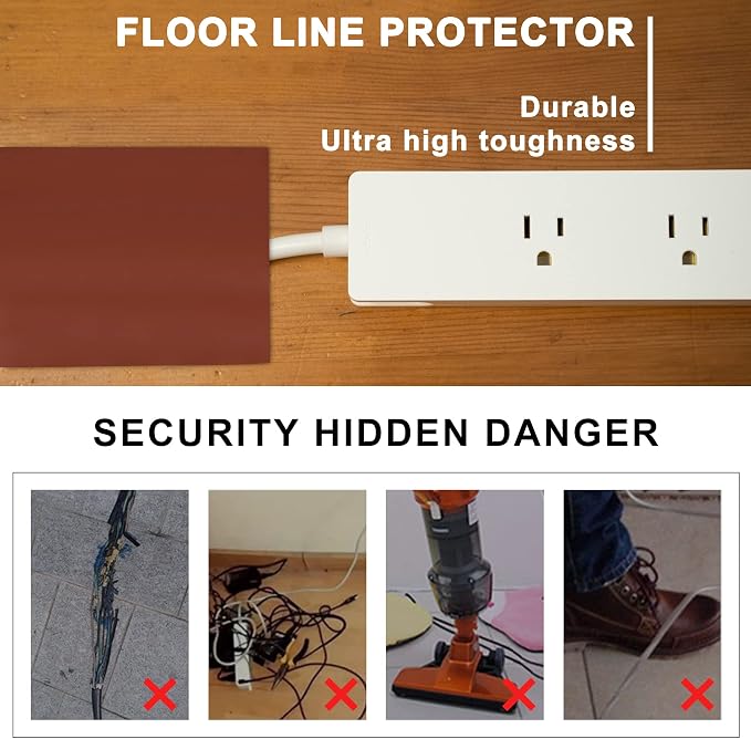 20Ft Floor Cord Cover Brown Silicone Cable Protector Easy to Install Wire - Image 4