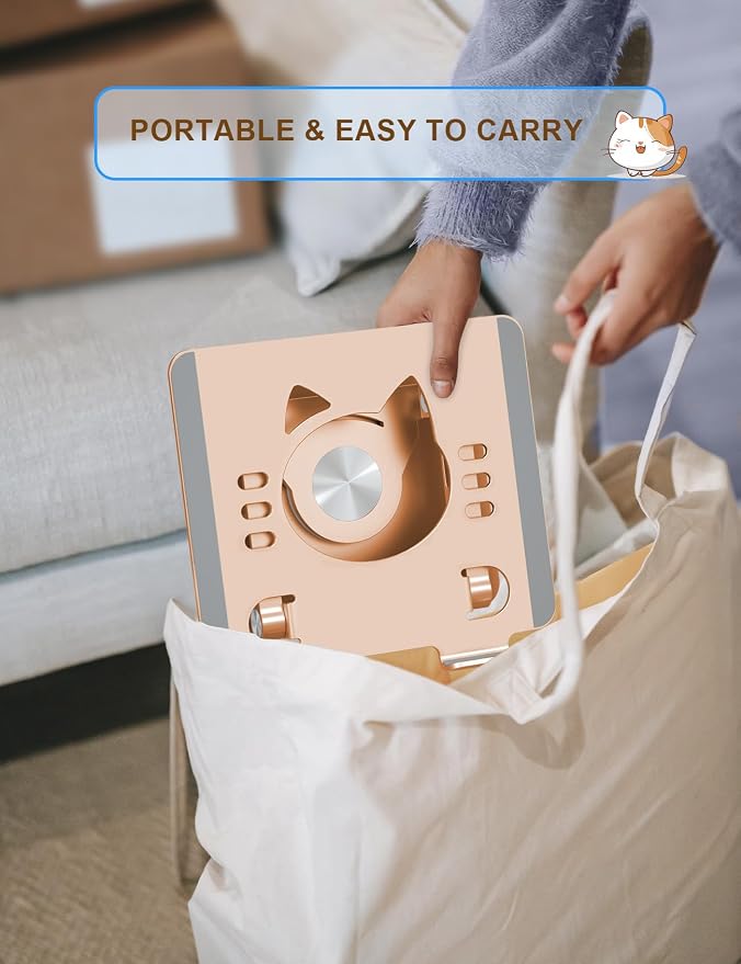 Tablet Stand 360° Rotating Aluminum Holder, Adjustable, Portable and Foldable - Image 7