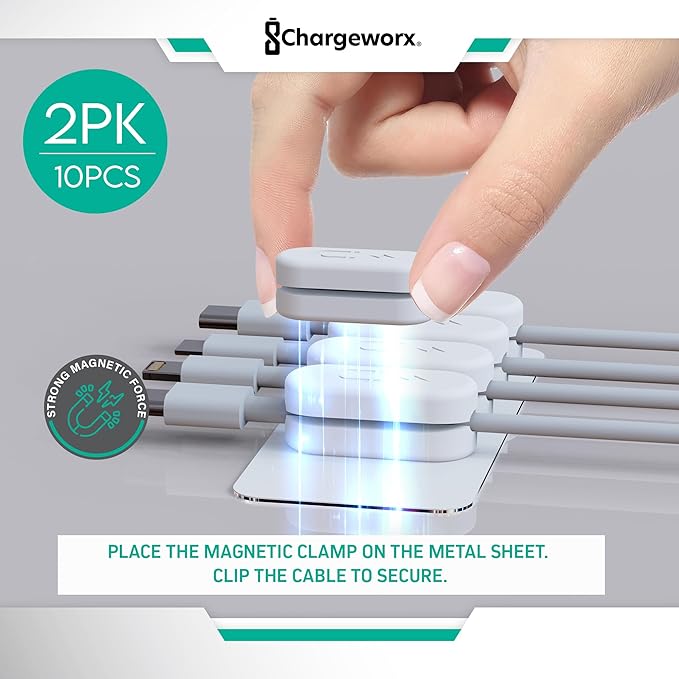 Magnetic Cable Clips – Chargeworx Cord Organizer - Image 7