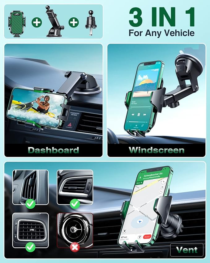 VANMASS True Military-Grade Car Phone Holder Strongest Suction & Clip Cell - Image 5