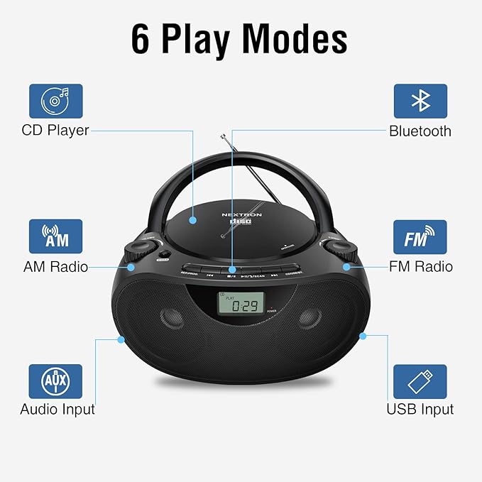 Nextron Portable CD Player Bluetooth Boombox - Image 2