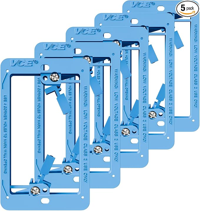 VCE Low Voltage Mounting Bracket Single Gang Wall Plate, Flush Low Voltage Box by VCE