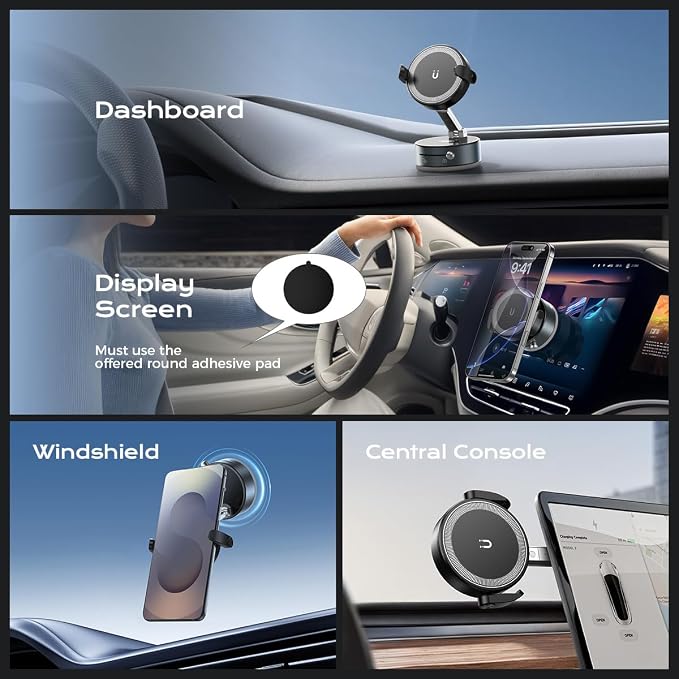 360° Rotation Clip on Car Phone Mount, 2 IN 1 Adjustable Magnetic Car Phone - Image 7