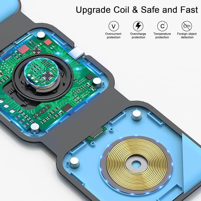 Wireless Charger 3 in 1, RTOPS Magnetic Travel Wireless Charging Station - Image 5