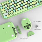 KNOWSQT Wireless Keyboard and Mouse Combo, Light Green 100 Keys 2.4 GHz Round - Image 6