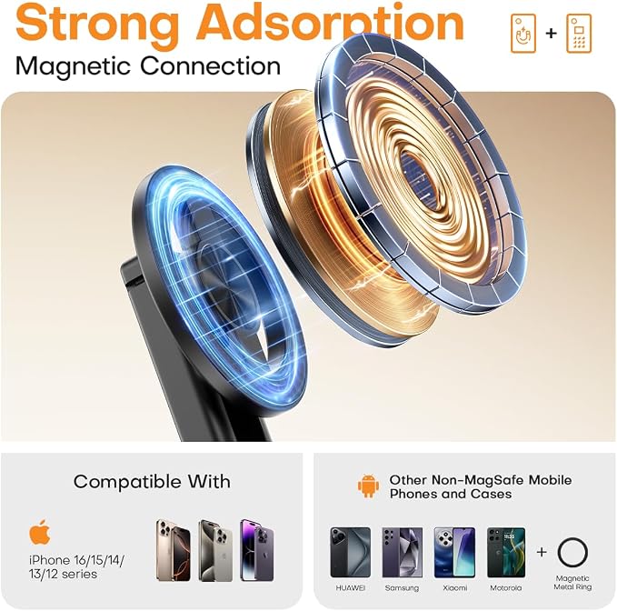 Mini Magnetic Selfie Stick, 360° Rotation Carbon Fiber Cell Phone Tripod - Image 2