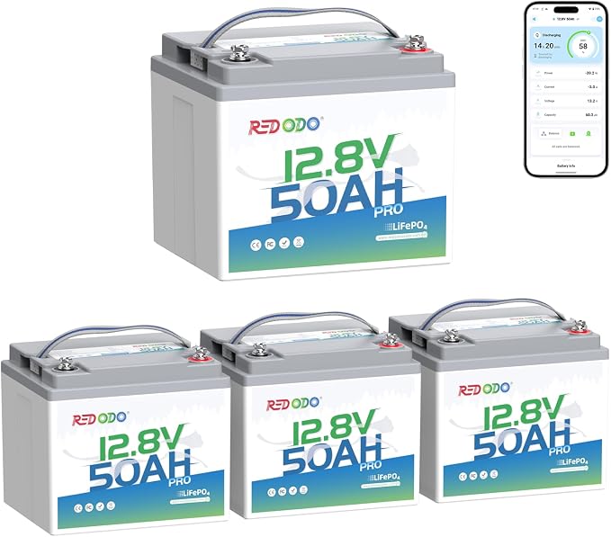 Redodo Smart Bluetooth 12V 50Ah LiFePO4 Lithium Battery by PrimeDayRedodoSaveup55