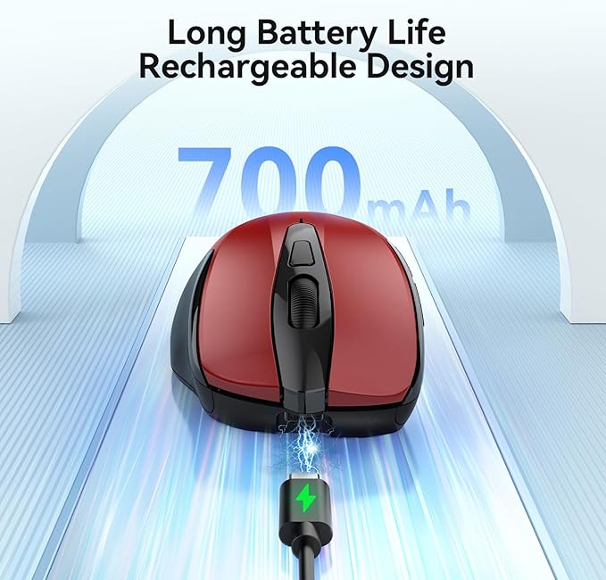 TECKNET Rechargeable Jiggler Wireless Mouse 4800 DPI Silent USB A & Bluetooth - Image 5