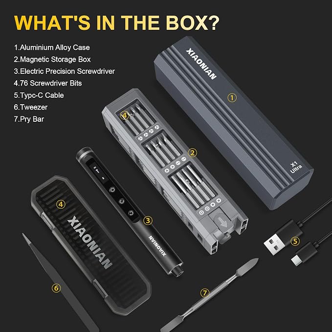 3.7V Precision Electric Screwdriver Set, 76 IN 1 Magnetic Storage Mini Electric - Image 9