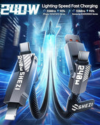 SHEZI Nylon Braided 4 in 1 USB C Cable 240W 5FT Compatible - Image 3