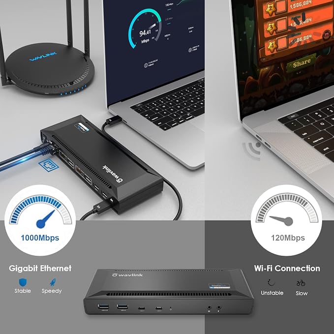 WAVLINK DisplayLink Laptop Docking Station Dual 4K@60Hz, 100W PD Charging - Image 7