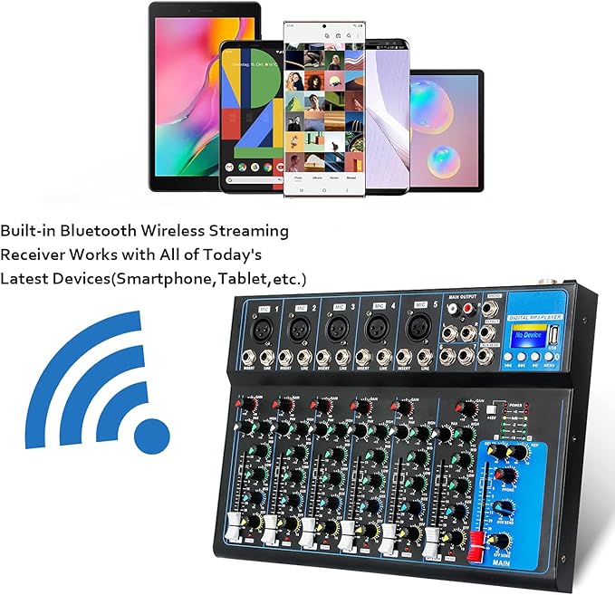 Depusheng HT7 Bluetooth Portable Audio Mixer w/USB DJ Sound Mixing Console MP3 - Image 6